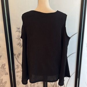 H&M Cold Shoulder Long Sleeve Top, Black, Size Medium